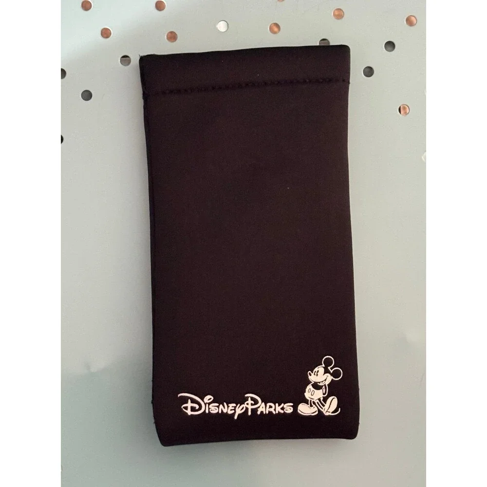 Black neoprene Disney Parks sunglasses case, Classic Mickey Mouse graphic